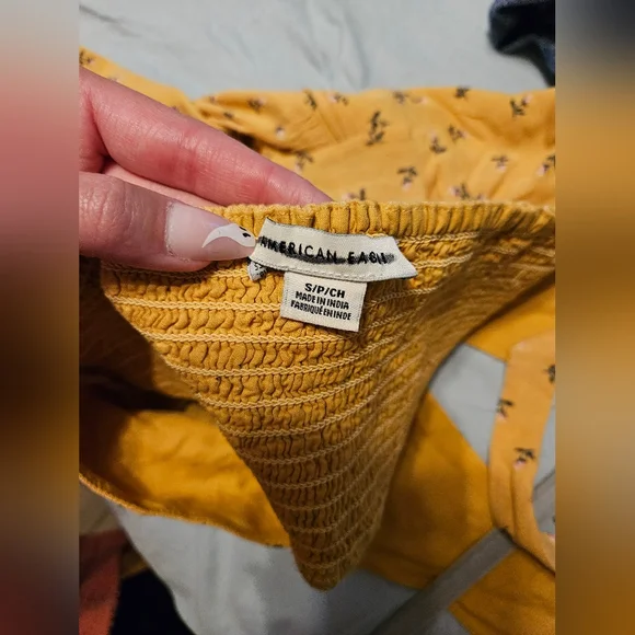 American Eagle Yellow with Florals Halter Top - Picture 3 of 5
